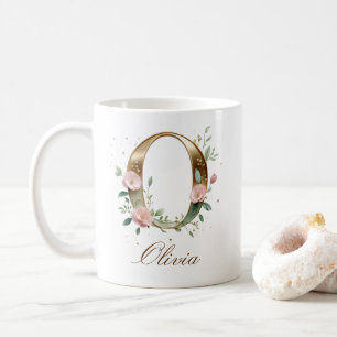 Elegant Gold Floral Letter O Monogram Mug