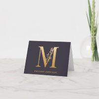 Elegant Gold Floral M Monogram Chic Personalised