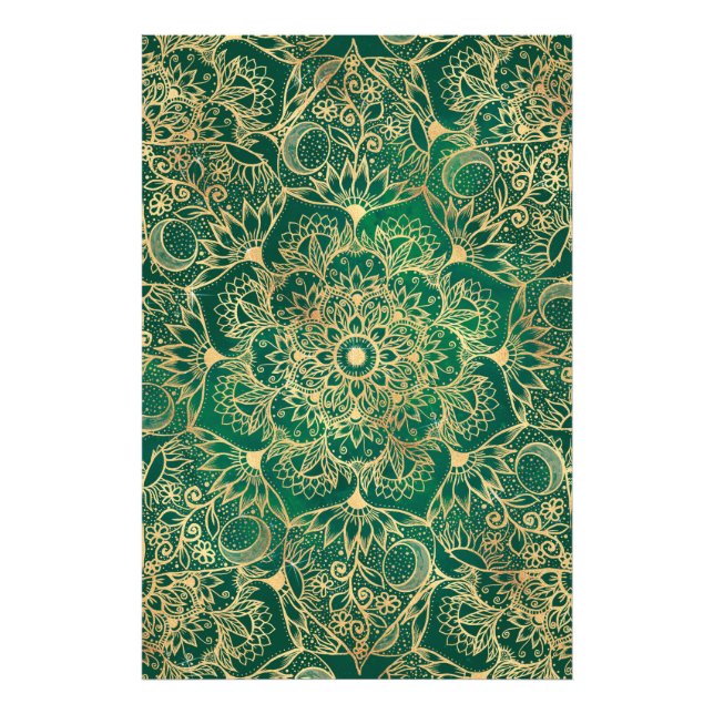 Elegant Gold Floral Mandala Green Design Photo Print (Front)