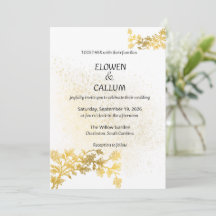 Elegant Gold Floral Minimalist Wedding Invitation