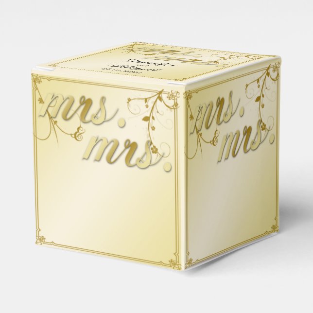 Elegant Gold Floral Mrs Wedding Favour Box (Front Side)