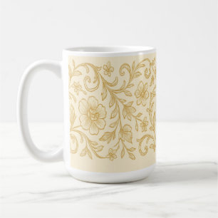 Elegant Gold Floral Mug – Vintage Botanical Coffee