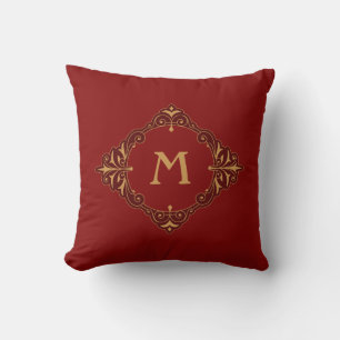 Elegant gold floral ornament design cushion