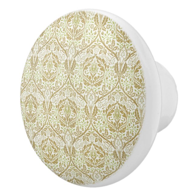 Elegant Gold Floral Pattern Ceramic Knob (Right)