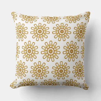 Elegant Gold Floral Pattern Throw Pillow