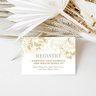 Elegant Gold Floral Peony Wedding Registry Enclosure Card