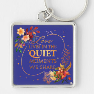 Elegant Gold Floral Quote Art Key Ring