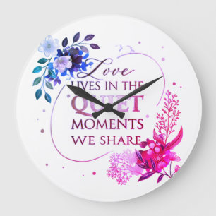 Elegant Gold Floral Quote Art Large Clock