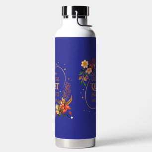 Elegant Gold Floral Quote Art Water Bottle