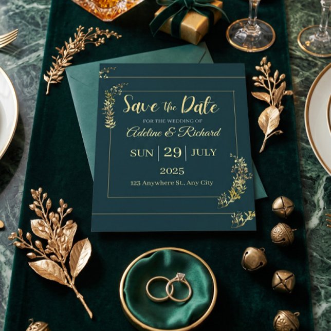 Elegant Gold Floral Save The Date Card  (Creator Uploaded)