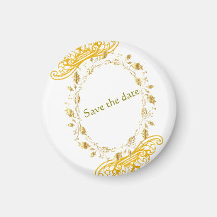 Elegant Gold Floral "Save the Date" Magnet