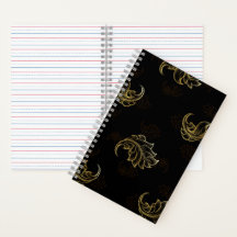 Elegant gold floral swirls on a black background