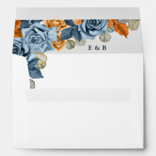 Elegant Gold Floral Terracotta Rust Fall Wedding Envelope