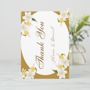 Elegant Gold Floral Thank you Card