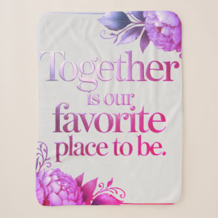 Elegant Gold Floral Typography Sherpa Blanket