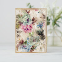 Elegant Gold Floral Watercolor Abstract Rustic
