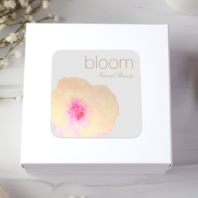 Elegant Gold Floral Watercolor Flower Square Sticker (Creator Uploaded)