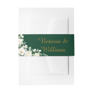 Elegant Gold Floral Wedding Belly Band Invitation Belly Band