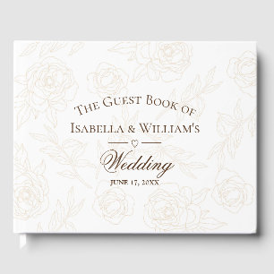 Elegant Gold Floral Wedding Guest Book
