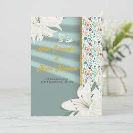 Elegant Gold Floral Wedding Invitation