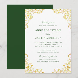 elegant gold floral wedding invitation