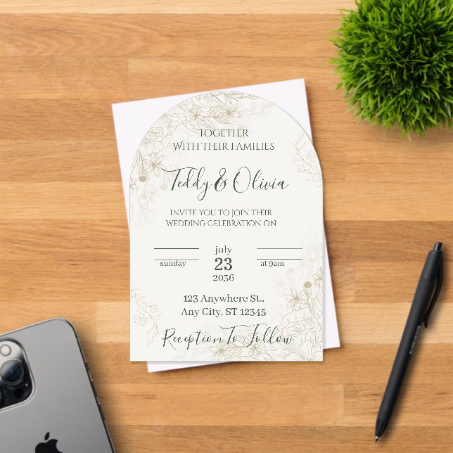Elegant Gold Floral Wedding Invitation (Insitu (Invitation Card))