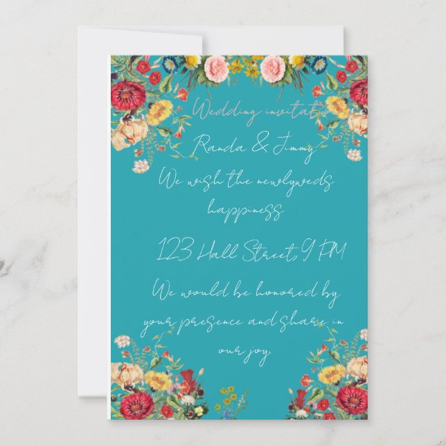 Elegant Gold Floral Wedding Invitation (Front)