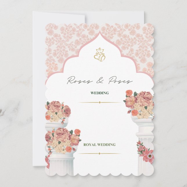 Elegant Gold Floral Wedding Invitation (Front)