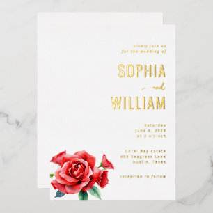 Elegant Gold Floral Wedding Invitation