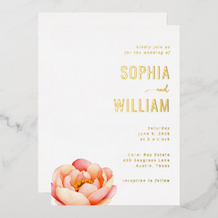 Elegant Gold Floral Wedding Invitation