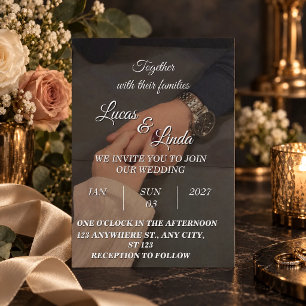 Elegant Gold Floral Wedding Invitation 5x7 Card