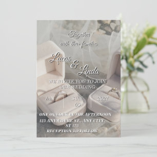 Elegant Gold Floral Wedding Invitation 5x7 Card