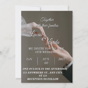 Elegant Gold Floral Wedding Invitation 5x7 Card