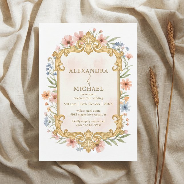 Elegant Gold Floral Wedding Invitation Frame (Creator Uploaded)