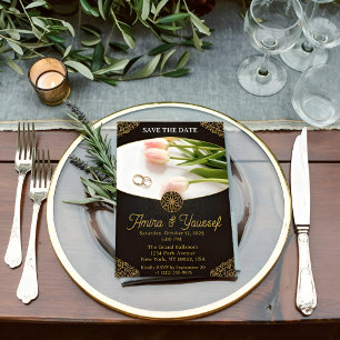 Elegant Gold Floral Wedding Invitation Template 