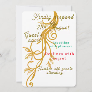 Elegant Gold Floral Wedding RSVP Card
