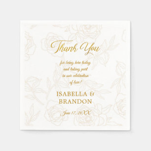 Elegant Gold Floral Wedding Thank You Napkin