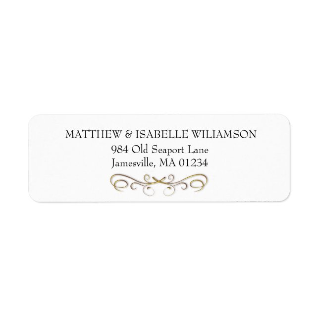 Elegant Gold Flourish Return Address Label (Front)