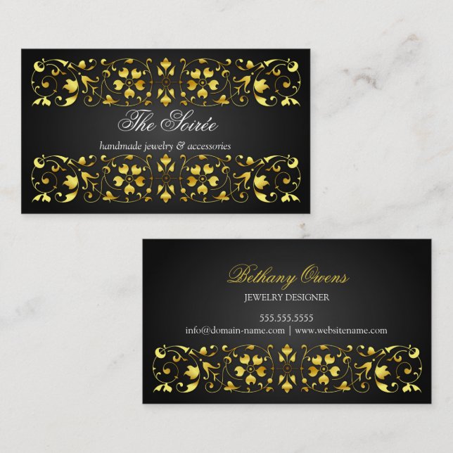 Elegant Gold Flourish Swirl Business Card (Front/Back)