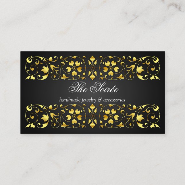 Elegant Gold Flourish Swirl Business Card (Front)