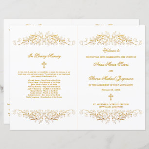 Elegant Gold Flourish Wedding Program