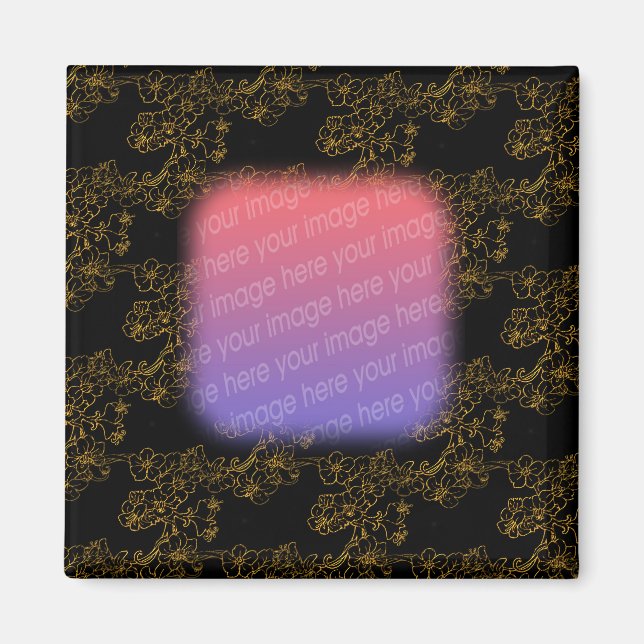 Elegant Gold Flowers Design Photo Magnet (Front)