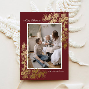 Elegant Gold Foil 2 Photo Christmas Holiday Card