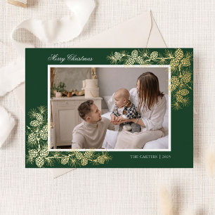 Elegant Gold Foil 2 Photo Christmas Holiday Card