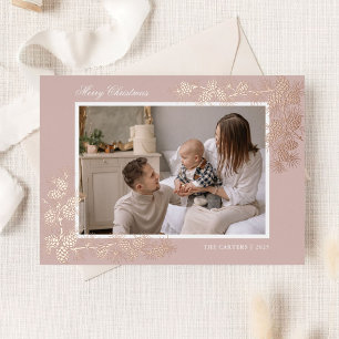 Elegant Gold Foil 2 Photo Christmas Holiday Card