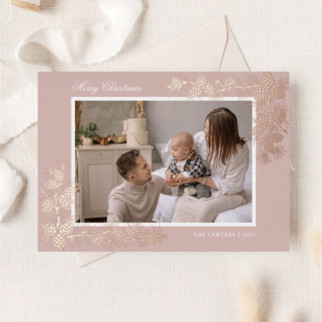 Elegant Gold Foil 2 Photo Christmas Holiday Card (Creator Uploaded)