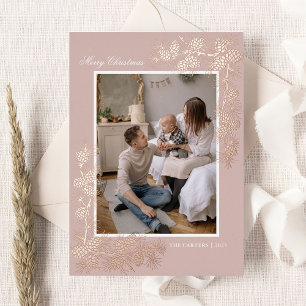 Elegant Gold Foil 2 Photo Christmas Holiday Card
