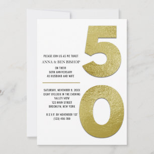 Elegant Gold Foil 50th Wedding Anniversary Invitation