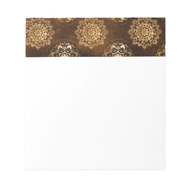 Elegant Gold Foil and Black Indian Mandala Notepad (Front)