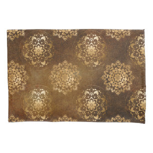 Elegant Gold Foil and Black Indian Mandala Pillowcase